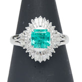 Pt900 プラチナ エメラルド1.00ct ダイヤ0.35ct リング 指輪 レディース 12号 【中古】